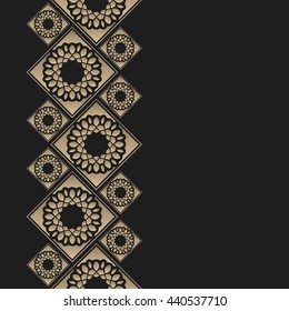 Vector geometric frame oriental style. Seamless vector border for design.