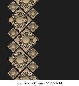 Vector geometric frame oriental style. Seamless vector border for design.