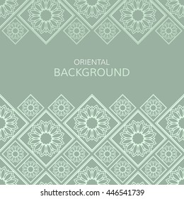 Vector geometric frame oriental style. Seamless borders for design. Islamic background with place for text.