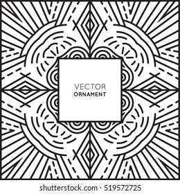 Vector geometric frame in trendy mono line style. Art deco monogram. Thin line style