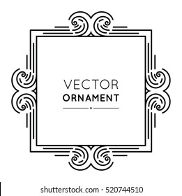Vector geometric frame in trendy mono line style. Art deco monogram. Thin line style