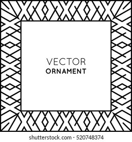 Vector geometric frame in trendy mono line style. Thin line style