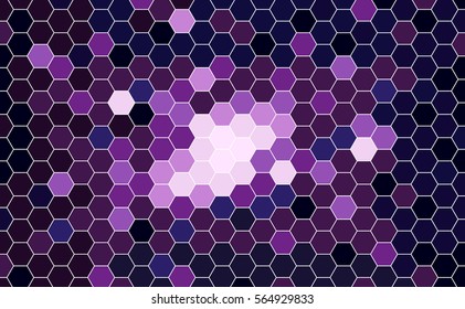 Vector Geometric Galaxy background with Hexagons. Blue, Magenta, Violet Hexagons.