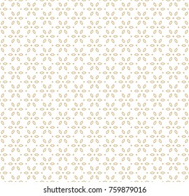 Vector geometric gold and white seamless pattern in Asian style. Ornamental texture with linear floral shapes. Abstract ornament background, repeat tiles. Design for decoration, textile, wallpaper 