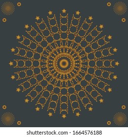 Vektorillustration geometrische goldene Mandala auf Schwarz