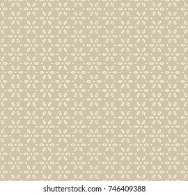 Vector geometric golden seamless pattern in Asian style. Beige and white ornamental texture with linear floral shapes. Abstract ornament background, repeat tiles. Design for decoration, covers, cloth