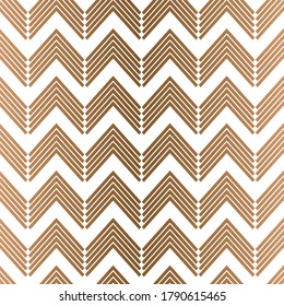 Vector geometric golden zigzag horizontal chevron seamless pattern background