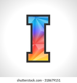 Vector Geometric Gradient Design Triangular Polygonal Font. Children style Letter I