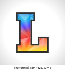 Vector Geometric Gradient Design Triangular Polygonal Font. Children style Letter L