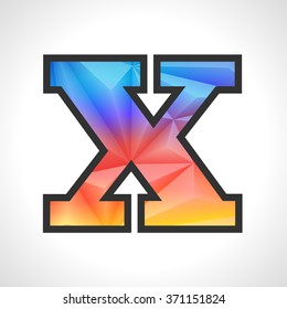 Vector Geometric Gradient Design Triangular Polygonal Font. Children style Letter X