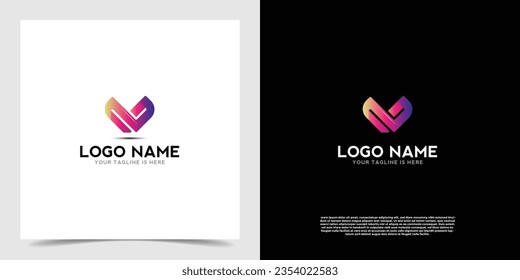 Vector Geometric graphic and letter V logo design. V initial logo vector template