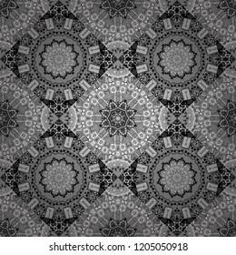 Vector geometric gray, black and white seamless background.