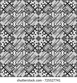 Vector geometric gray, black and white seamless background.