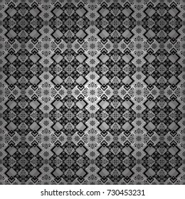 Vector geometric gray, black and white flat seamless pattern.