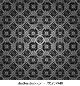 Vector geometric gray, black and white seamless background.