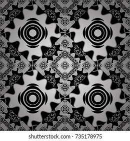Vector geometric gray, black and white flat seamless pattern.