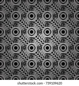Vector geometric gray, black and white seamless background.