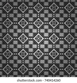 Vector geometric gray, black and white seamless background.