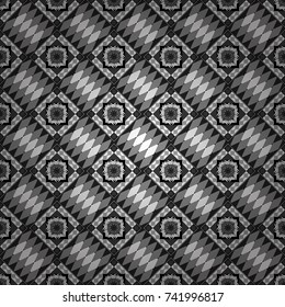 Vector geometric gray, black and white flat seamless pattern.