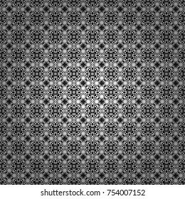 Vector geometric gray, black and white flat seamless pattern.