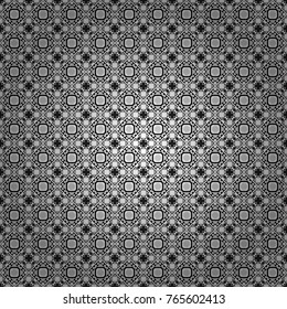 Vector geometric gray, black and white flat seamless pattern.