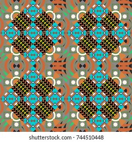 Vector geometric gray, black and yellow flat seamless pattern.