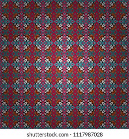 Vector geometric gray, blue and pink flat seamless pattern.