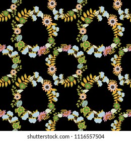 Vector geometric gray, green and blue flat seamless pattern.