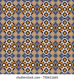 Vector geometric gray, orange and black seamless background.