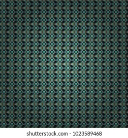 Vector geometric green, black and white flat seamless pattern.