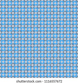 Vector geometric green, blue and gray flat seamless pattern.