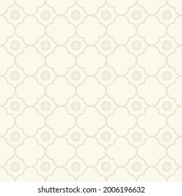 Vector geometric grid small flower seamless pattern cream grey color background. Simple Sino-Portuguese or Peranakan pattern. Use for fabric, textile, interior decoration elements, upholstery.