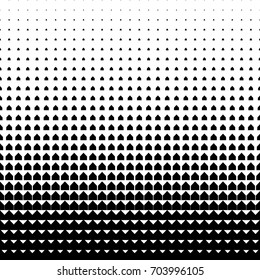 Vector geometric halftone background. Backdrop with arrow shapes gradually placed by size increasing. Minimalistic texture.