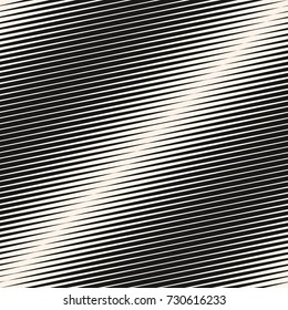 Vector geometric halftone diagonal stripes seamless pattern. Black and white slanted parallel graphic lines. Gradient transition effect texture. Modern funky abstract background. Repeat design element