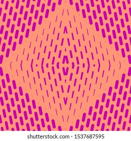 Vector geometric halftone seamless pattern with small lines, stripes. Sport style background. Vibrant colors, neon pink and orange. Abstract texture with gradient transition effect. 1990's fashion