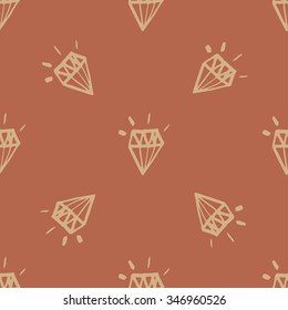 Vector geometric hand drawn seamless pattern of diamonds