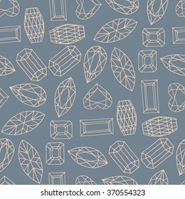 Vector geometric hand drawn seamless pattern of of faceted stones.