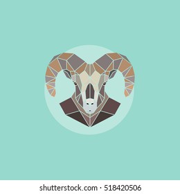 Vector geometric head mountain sheep. 
