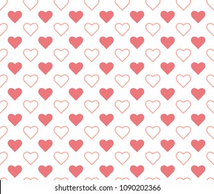Vector Geometric Heart Background. Abstract cute seamless pattern. Valentine Day's Texture.