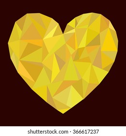 Vector geometric heart in gold. Decorative element.