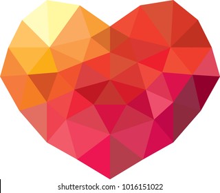 vector geometric heart, low poly style