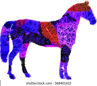 vector geometric horse multicolored illustration