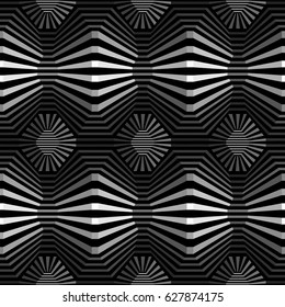 Vector geometric hypnotize monochrome seamless pattern. Eps 10