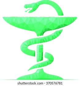 vector geometric icon of a medical caduceus