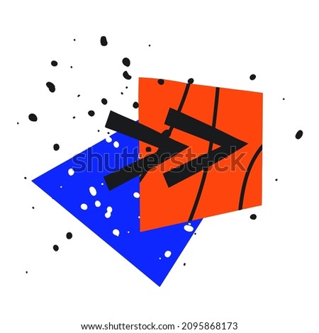vector geometric icon next page, swipe  for mobile app and website design. АAbstract composition of shapes. Program message. User interface template. Vibrant shapes