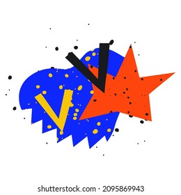 vector geometric icon yes, finished, done for mobile app and website design. АAbstract composition of shapes. Program message. User interface template. Vibrant shapes