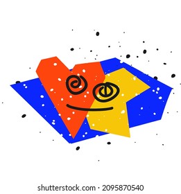 vector geometric icon yes, finished, done for mobile app and website design. АAbstract composition of shapes. Program message. User interface template. Vibrant shapes