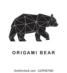 vector geometric illustration of a bear. bear origami creative concept editable.