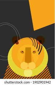 Vector geometric illustration of the head of a lion