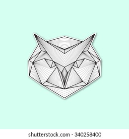 Vector geometric illustration of a owl head.